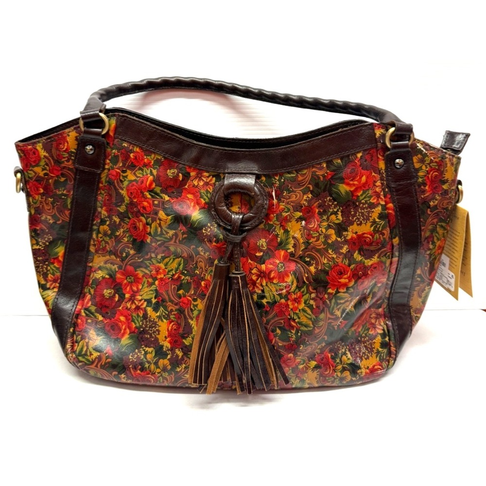 PATRICIA NASH Ellington Large Shoulder bag Leather Travel Satchel RUSTIC FLORAL